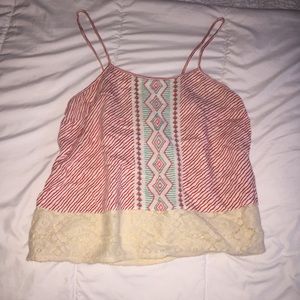 Coral, white & green top!